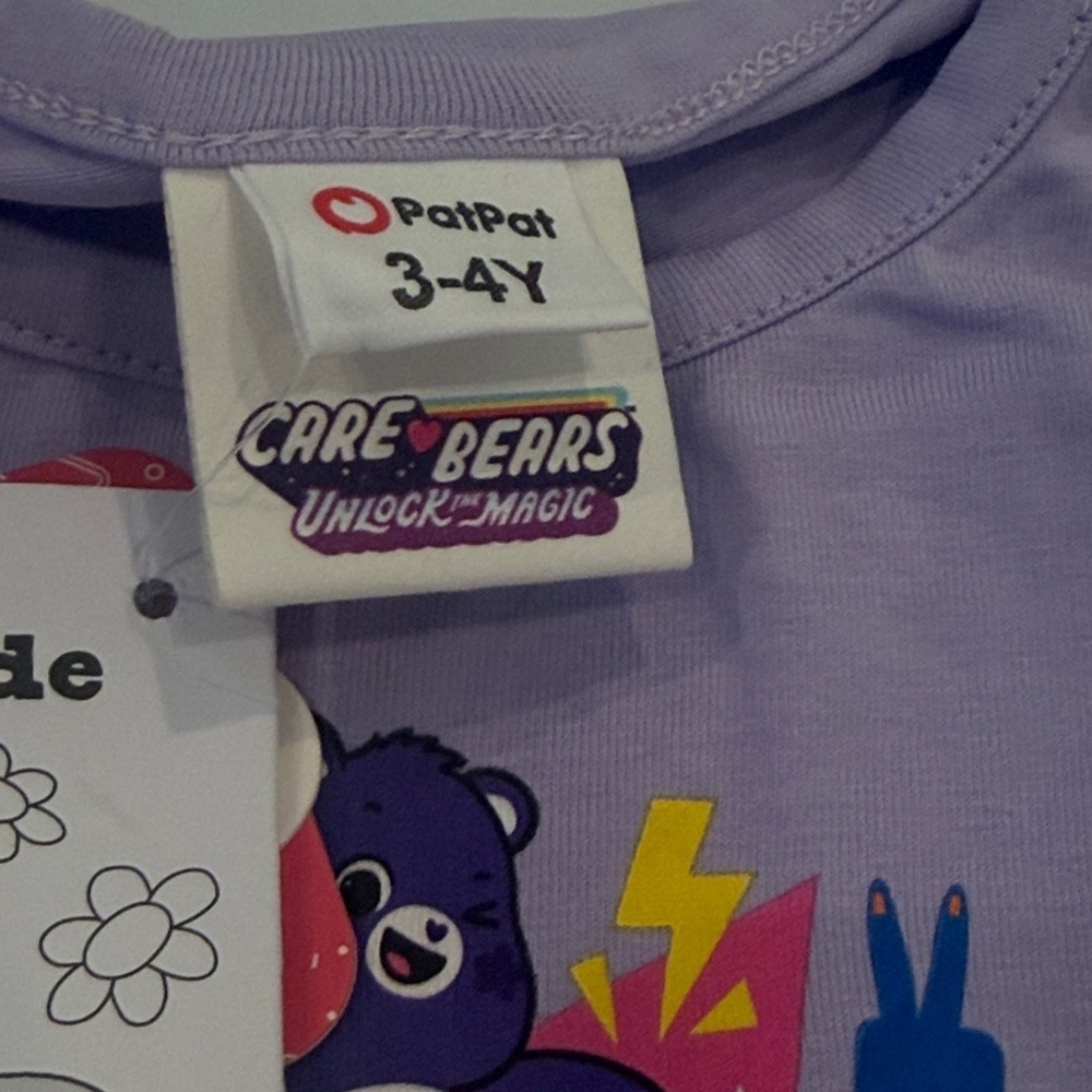 Care Bears Purple Sparkle Tulle Share Bear Dress with Share Big Graphic Size 3-4 - Picture 10 of 11